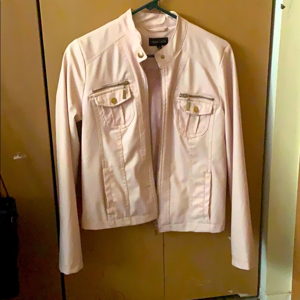 NEW LOOK Light pink faux leather jacket